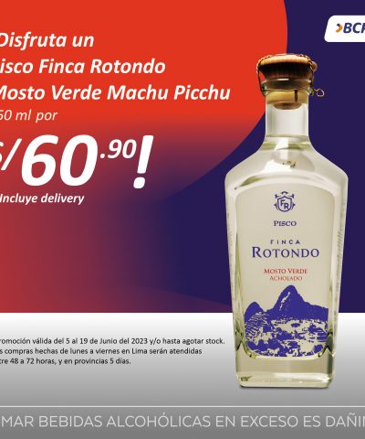 PISCO FINCA ROTONDO MOSTO VERDE ACHOLADO 750 ML - EDICION MACHUPICHU